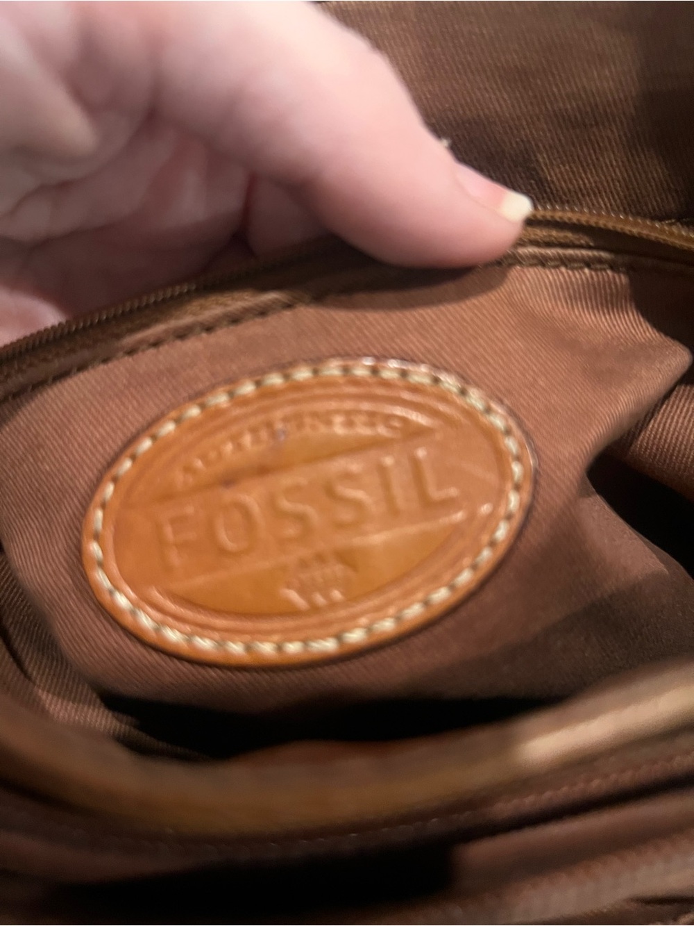 Fossil Tan Brown Leather Crossbody Bag - Picture 11 of 11